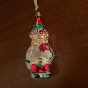 Crying Sad Clown Vintage Blown Glass Ornament